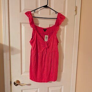 NWT Torrid Slub Sweetheart Ruffle Eyelet Shoulder Tie Detail Tank ~ Size 3
